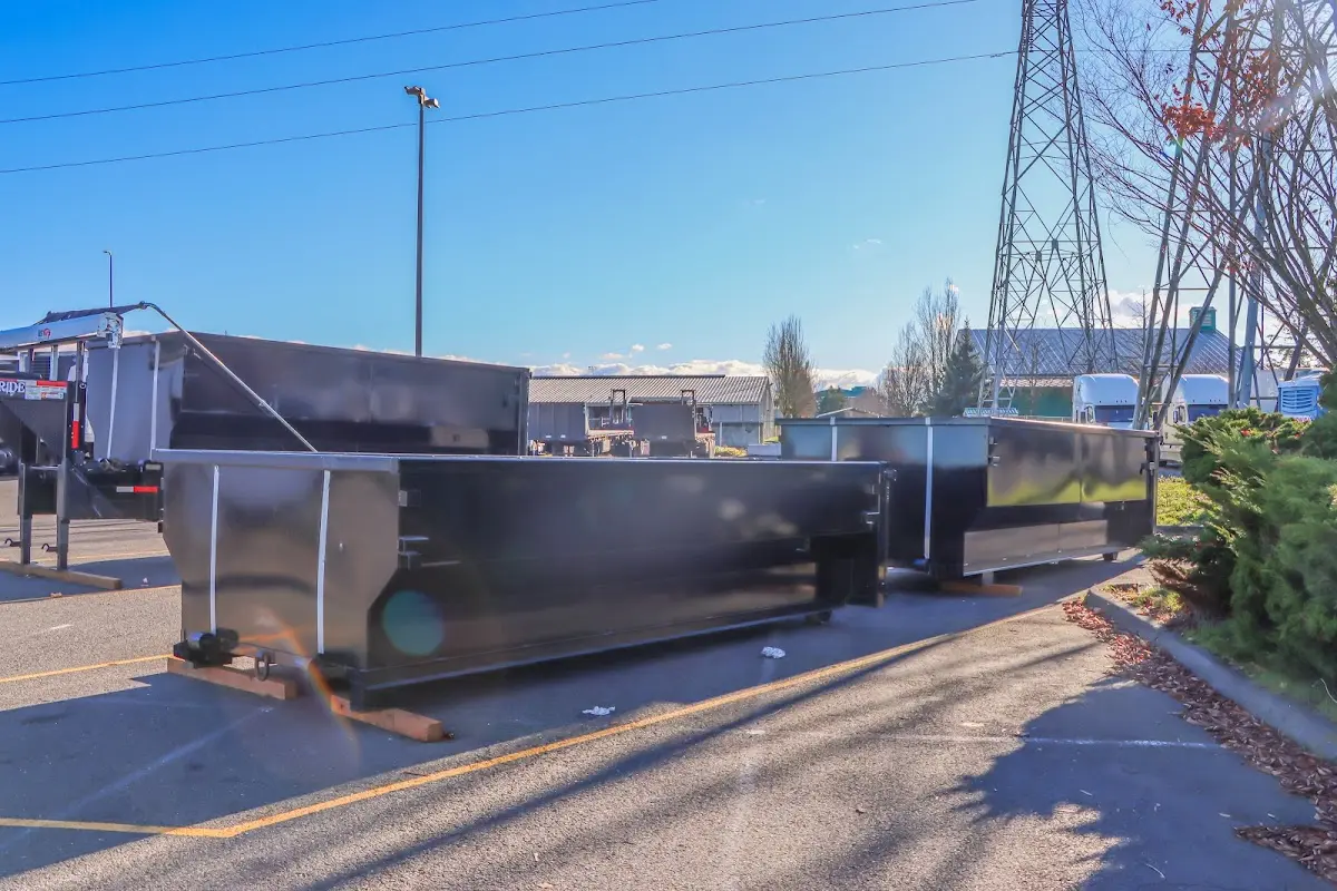 Roll-off dumpster ready for waste disposal at job site for Commercial Dumpster Rental in South Brunswick